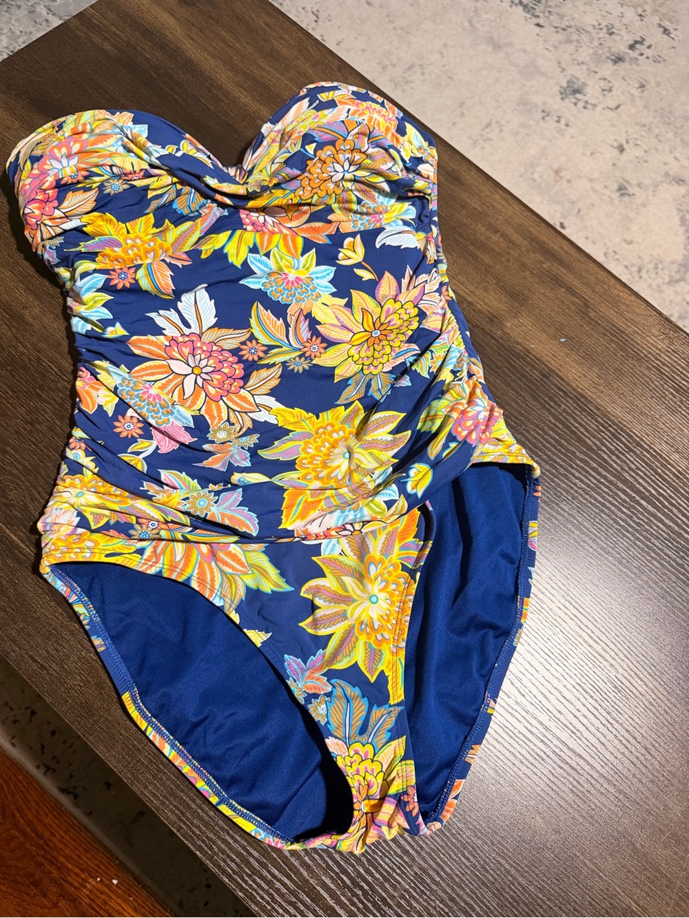 Bleu Rod Beattie Navy Floral Twist-Front One-Piece